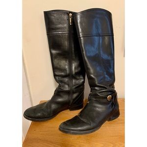 Tory Burch Black Leather Riding Boots, size 7.5M